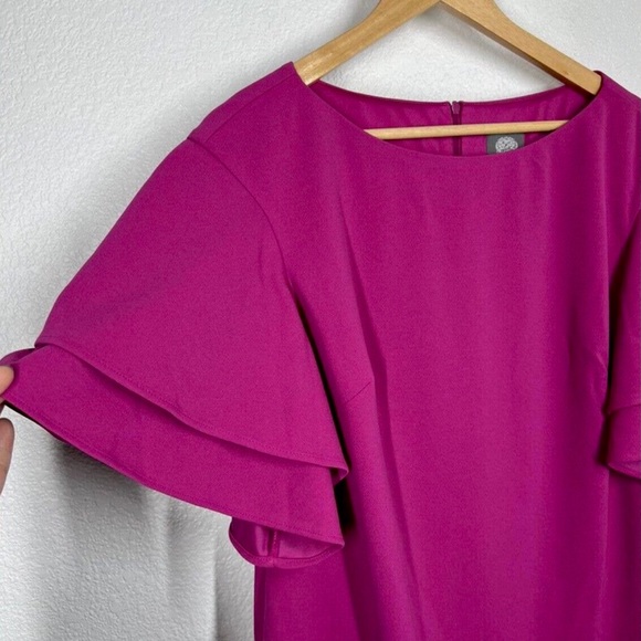 Vince Camuto Shift Dress with Ruffled Sleeves Size 14 - Picture 4 of 8